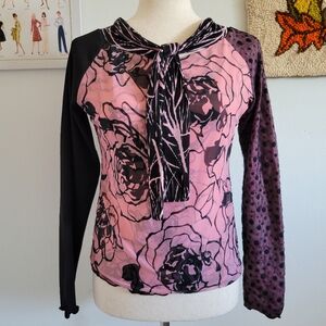 ANAC by Kimi | Y2K Wearable Art Pink & Black Mixed Print Long Sleeve Top